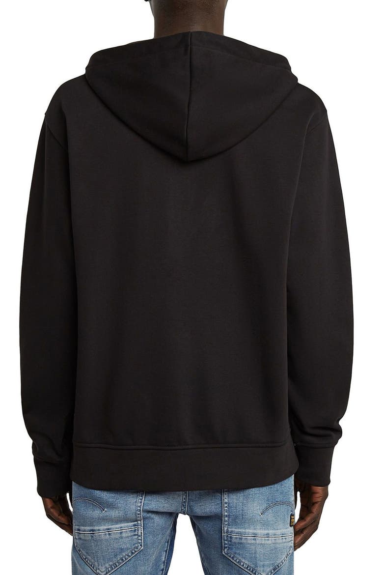 Script Logo Organic Cotton Blend Quarter Zip Hoodie, Alternate, color, DARK BLACK
