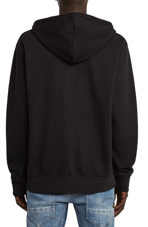 G-star Script Logo Organic Cotton Blend Quarter Zip Hoodie In Black