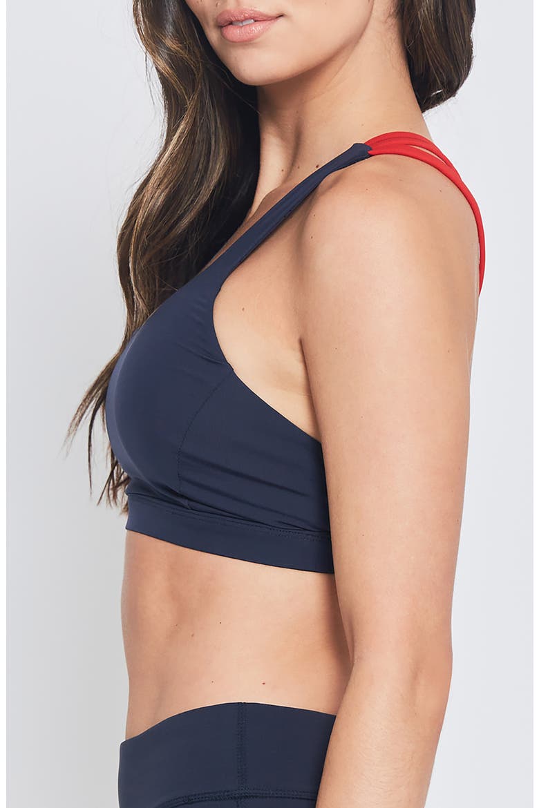 SPORTS BRA, Alternate, color, NAVY W/ RED TRIM