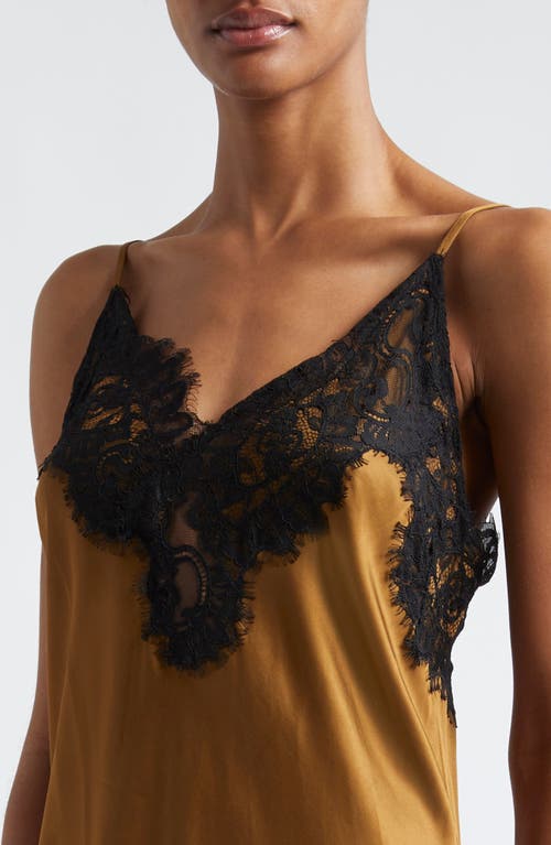 A.l.c . Lennon Lace Accent Satin Slipdress In Mocha/black
