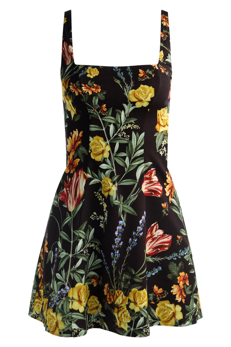 Julia Scoop Neck Minidress, Alternate, color, DESERT SPRIGS BLACK