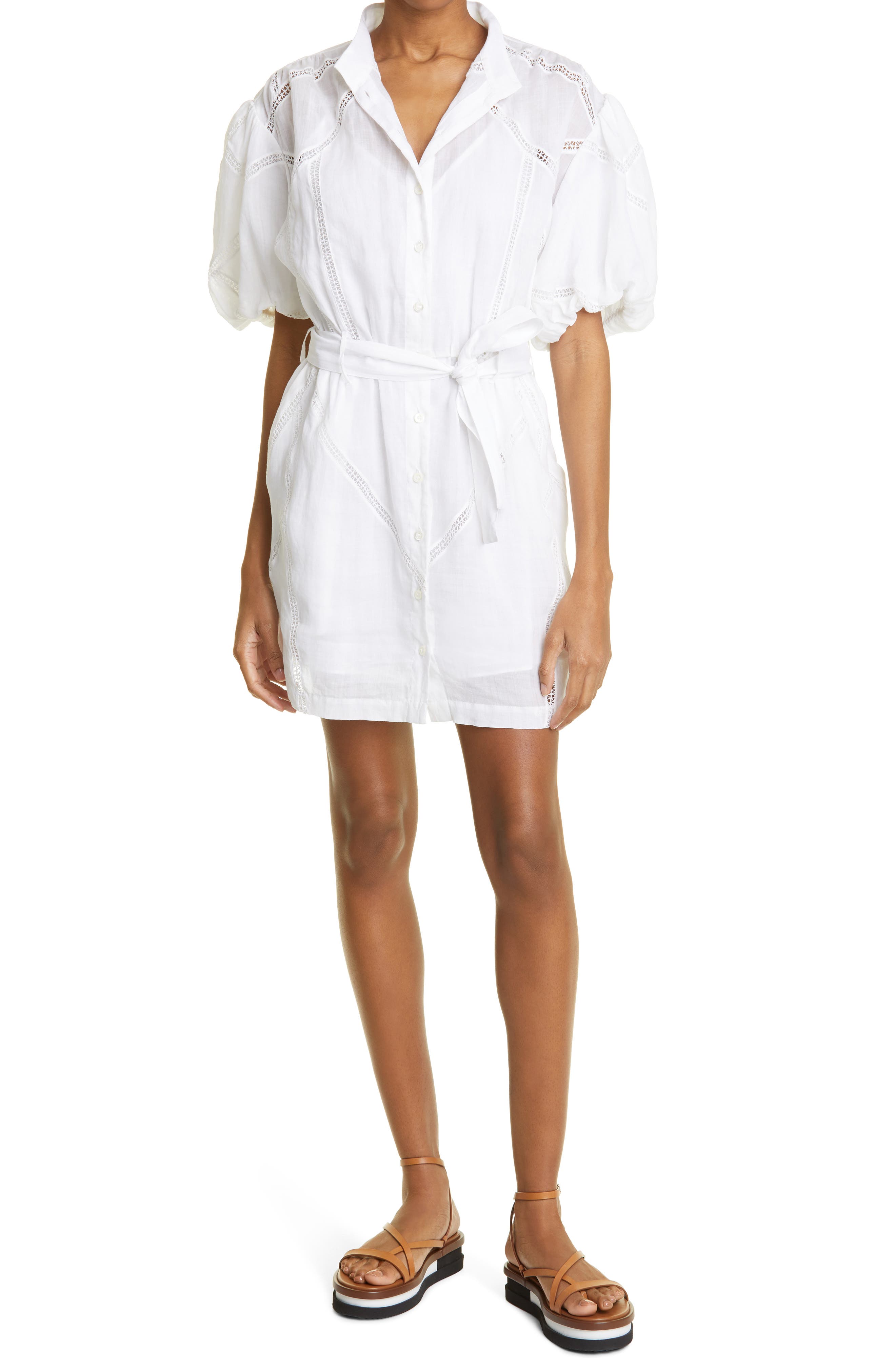 Inset Lace Puff Sleeve Minidress
