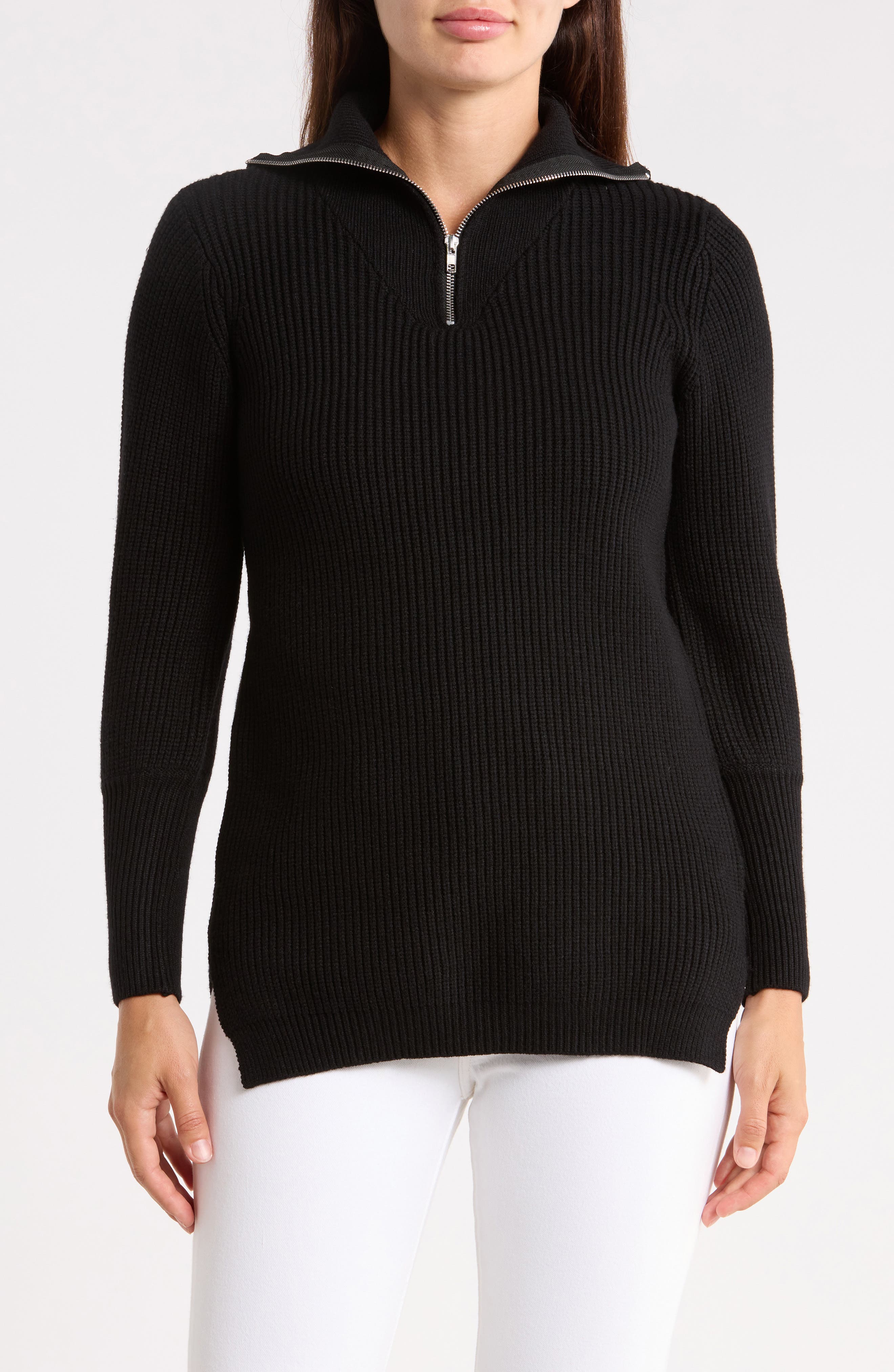 Ribbed Quarter Zip Sweater