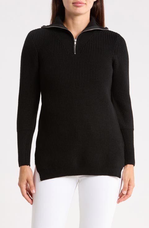 Ribbed Quarter Zip Sweater