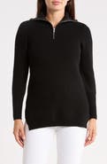 PATRIZIA LUCA Ribbed Quarter Zip Sweater