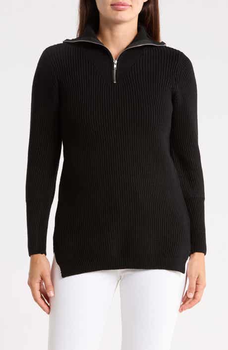 Ribbed Quarter Zip Sweater