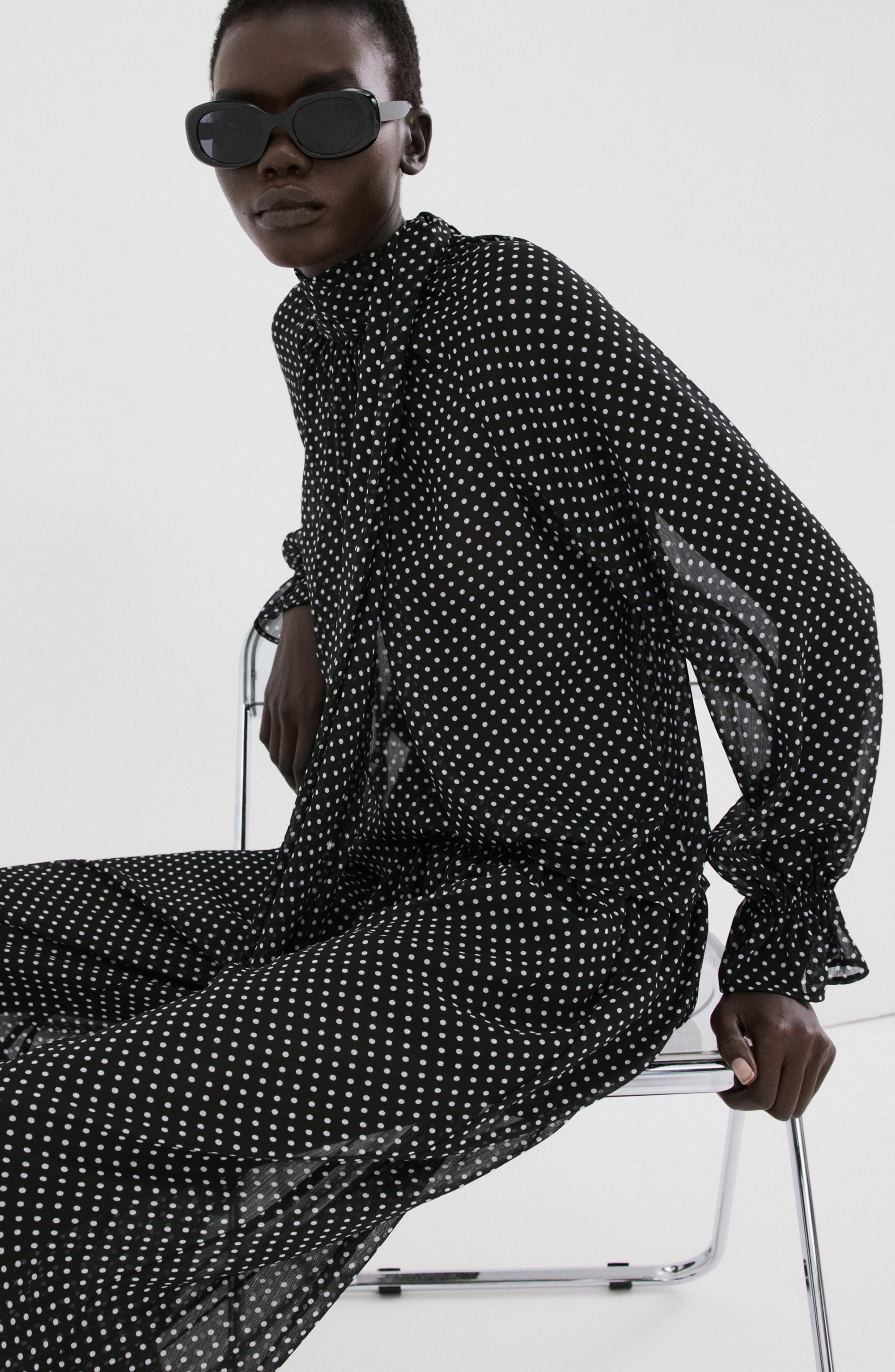 Dot Tie Neck Top - image 2