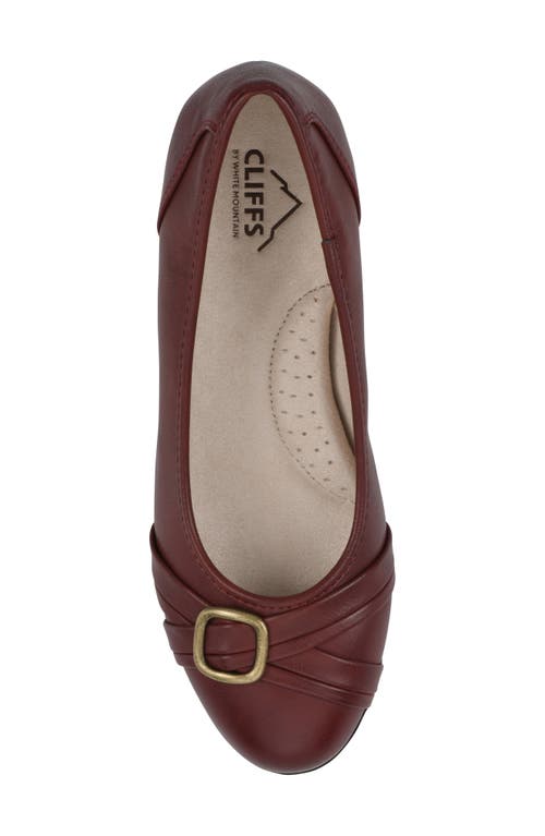 Cliffs By White Mountain Calming Buckle Strap Flat In Burgundy Burnished Smooth