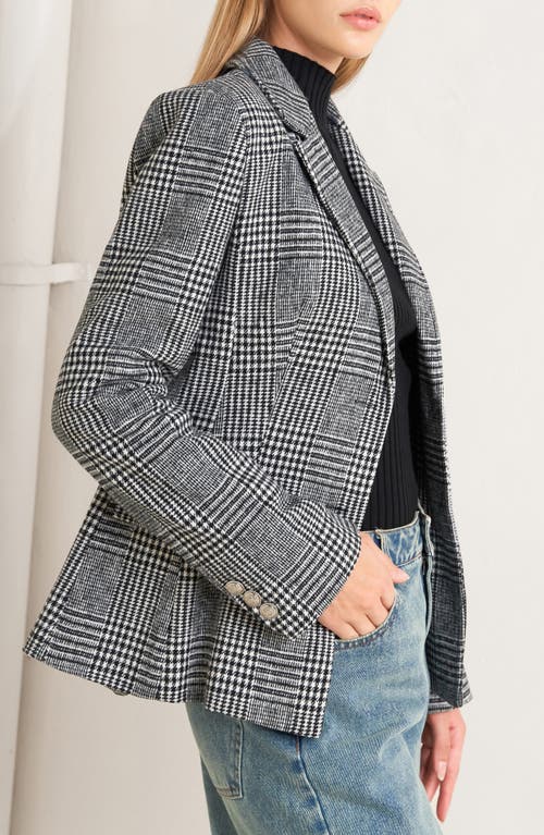 Freemarket Houndstooth Plaid Blazer In Gray