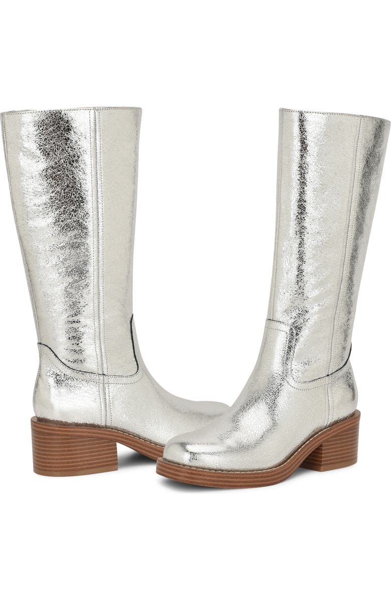 Nine West Broklyn Block Heel Boot, Alternate, color, Silver
