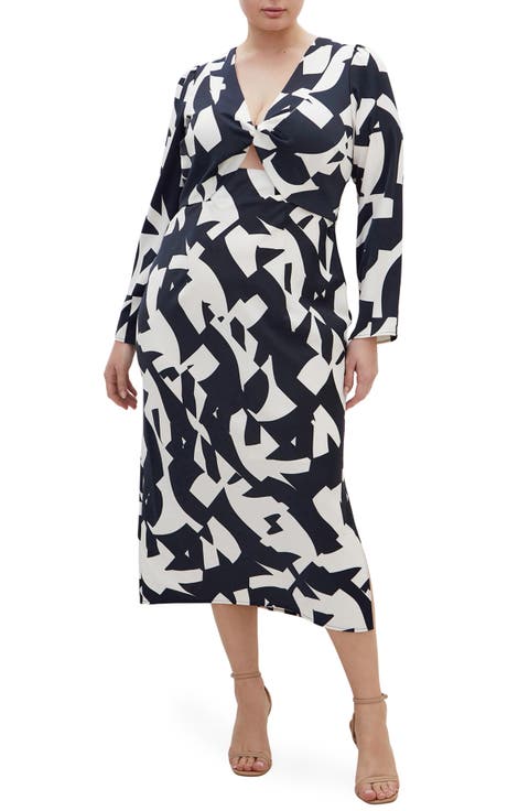 Lana Twist Cutout Long Sleeve Maxi Dress (Plus)