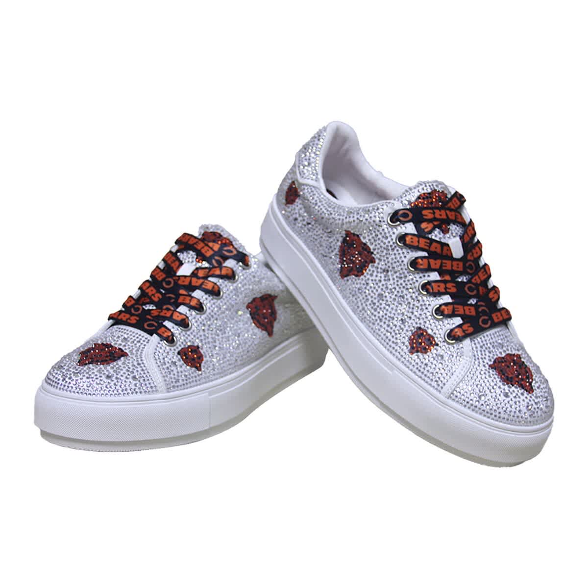 CUCE Women's Cuce White Chicago Bears Crystal Team Logo Sneakers, Alternate, color, 