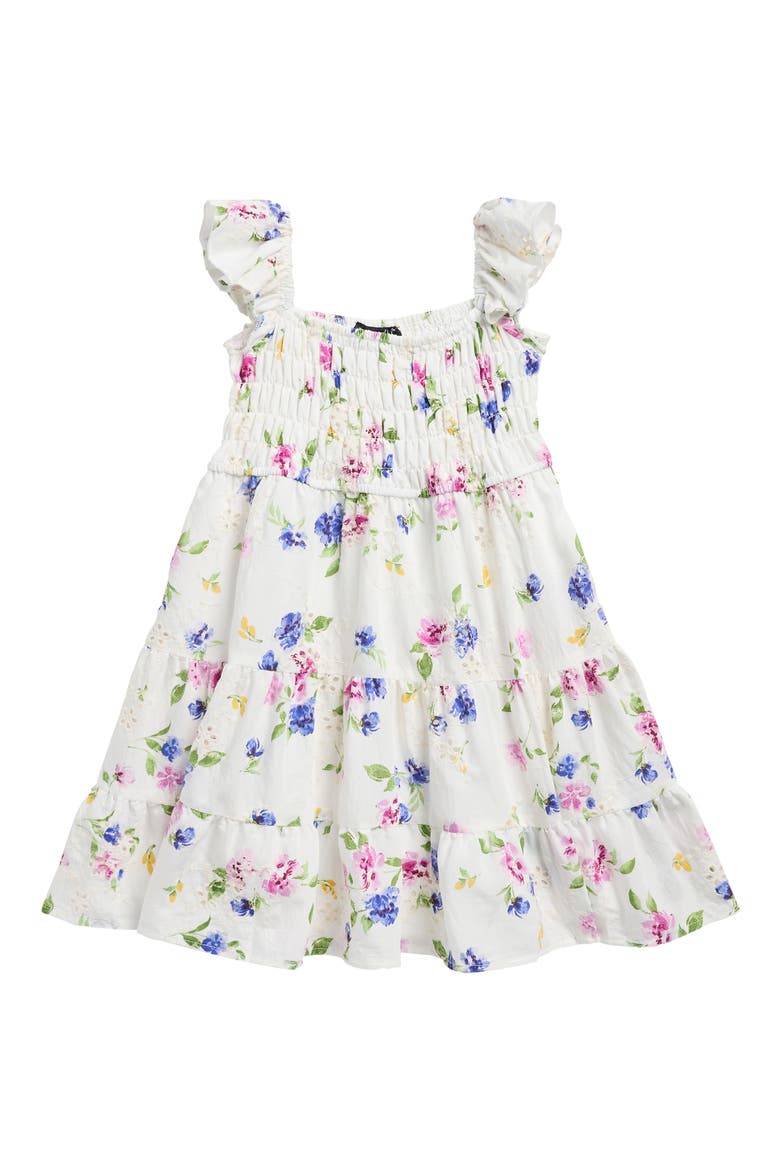Kids' Floral Eyelet Dress, Main, color, IVORY MULTI