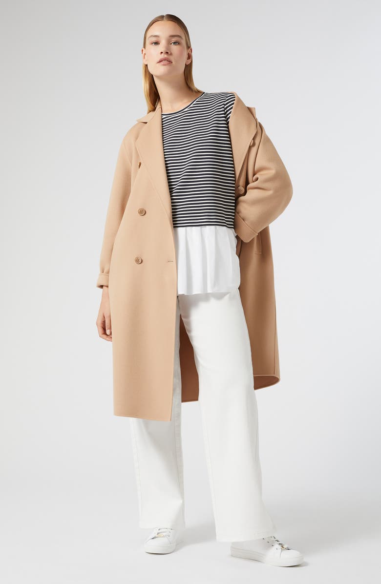 Marina Rinaldi Liuti Stripe Poplin Hem Sweatshirt, Alternate, color, Navy