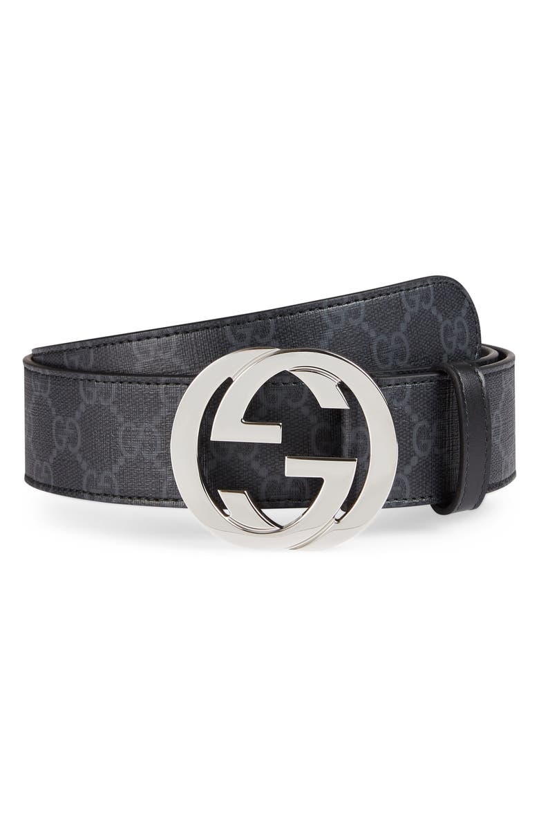 Gucci Interlocking G Buckle GG Supreme Canvas Belt, Main, color, 