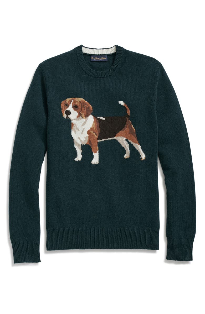 Brooks Brothers Beagle Intarsia Wool Blend Crewneck Sweater, Main, color,