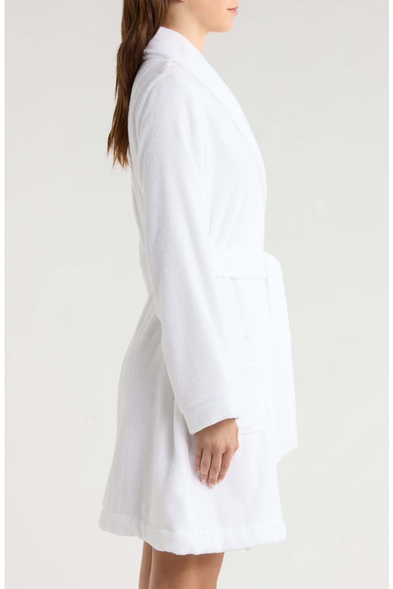 Short Hydro Cotton Terry Robe, Alternate, color, WHITE