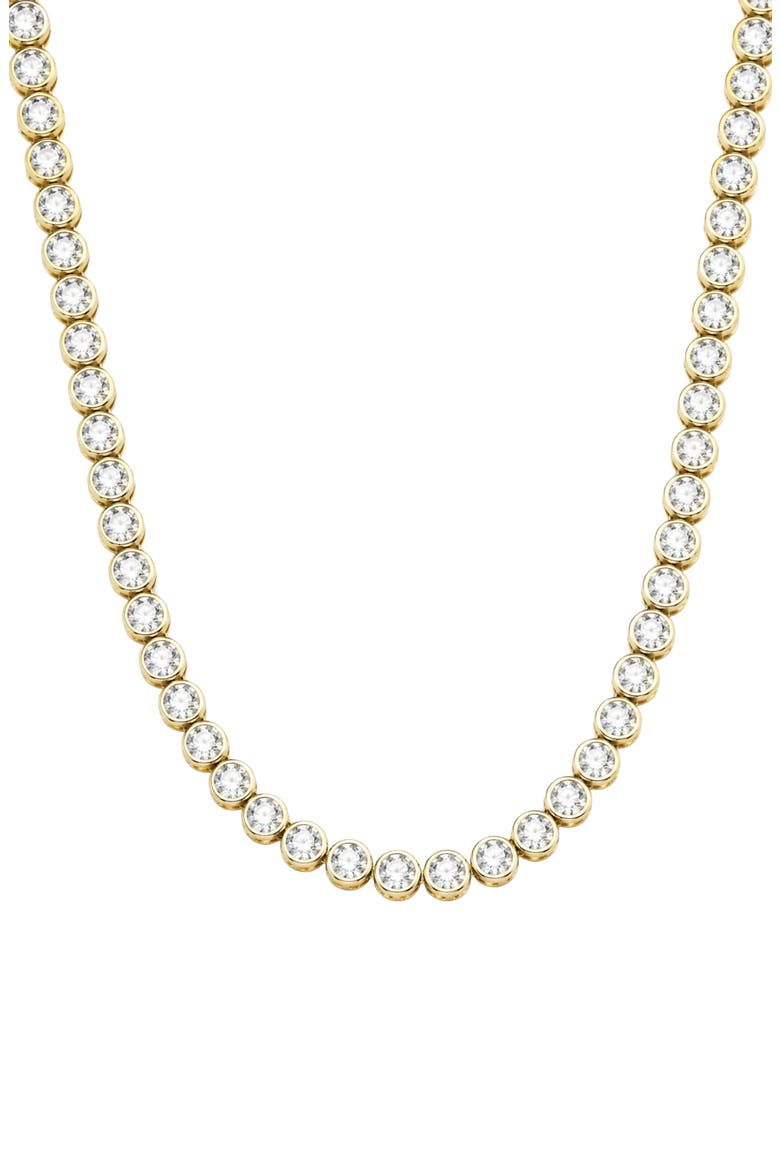 Round Cubic Zirconia Bezel Tennis Necklace, Main, color, GOLD/ CUBIC ZIRCONIA