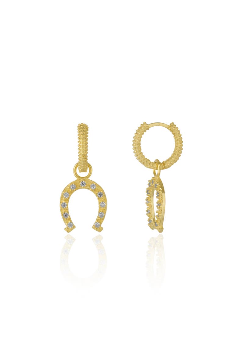 Gold Vermeil Hoop Sterling Silver Horseshoe Equestrian Earrings, Main, color, Gold