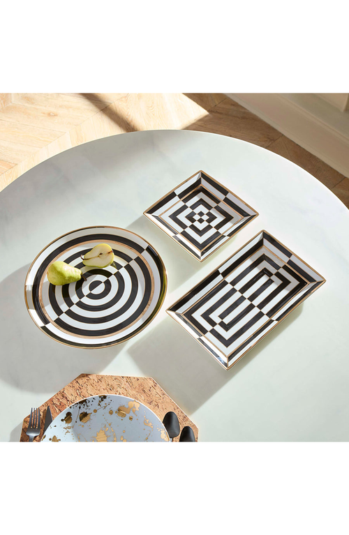 Jonathan Adler Op Art Round Serving Tray In Black/white/gold