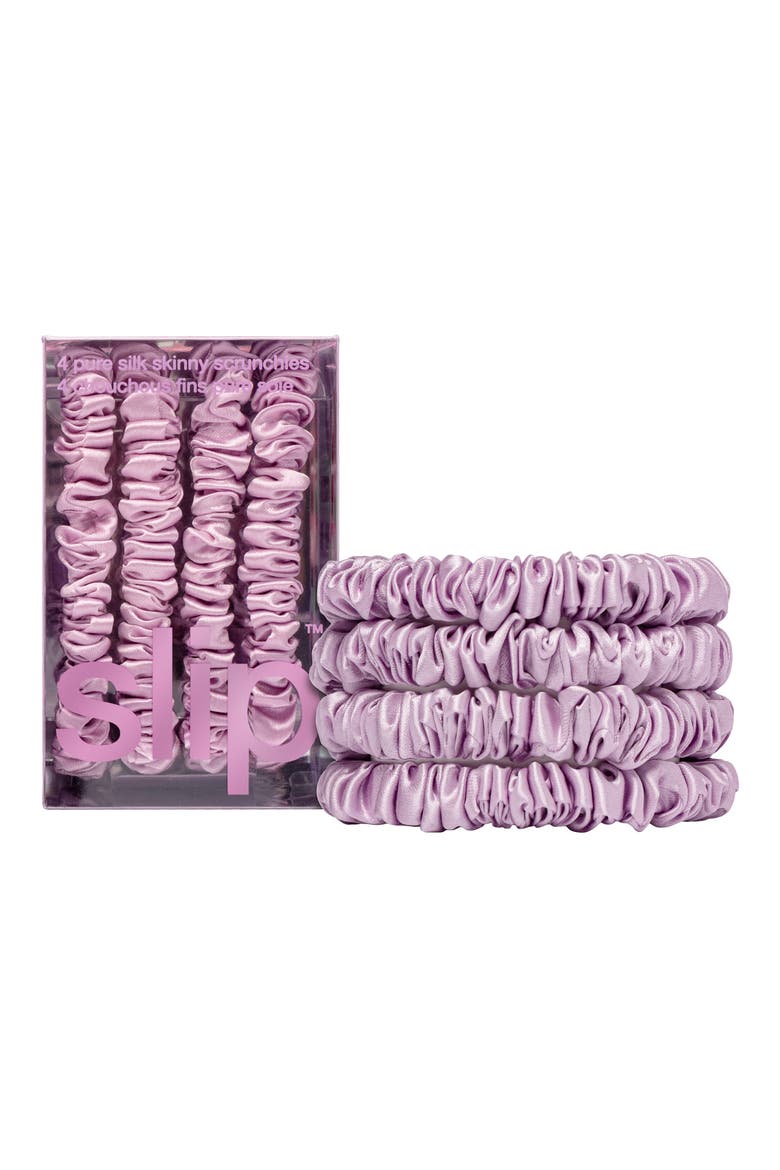 Pure Silk 4-Pack Skinny Scrunchies: Wildflower, Alternate, color, WILDFLOWER