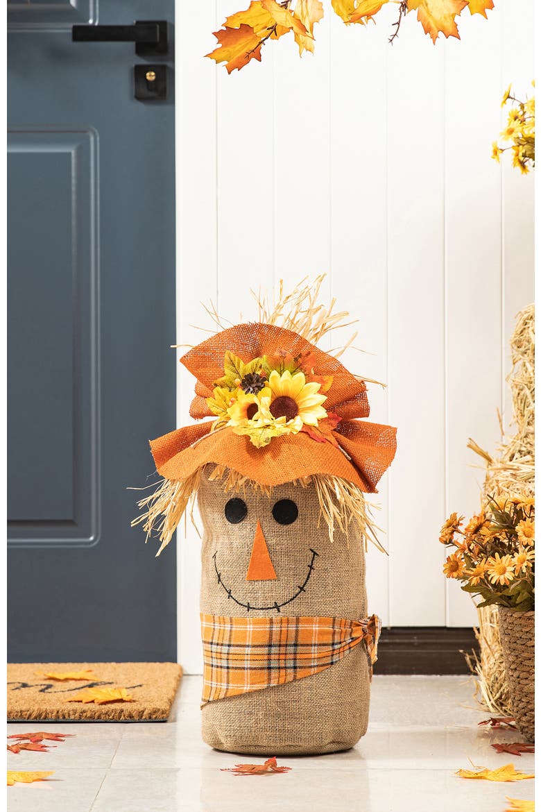 Fall Linen Scarecrow Doorstop Porch Decor, Alternate, color, Orange