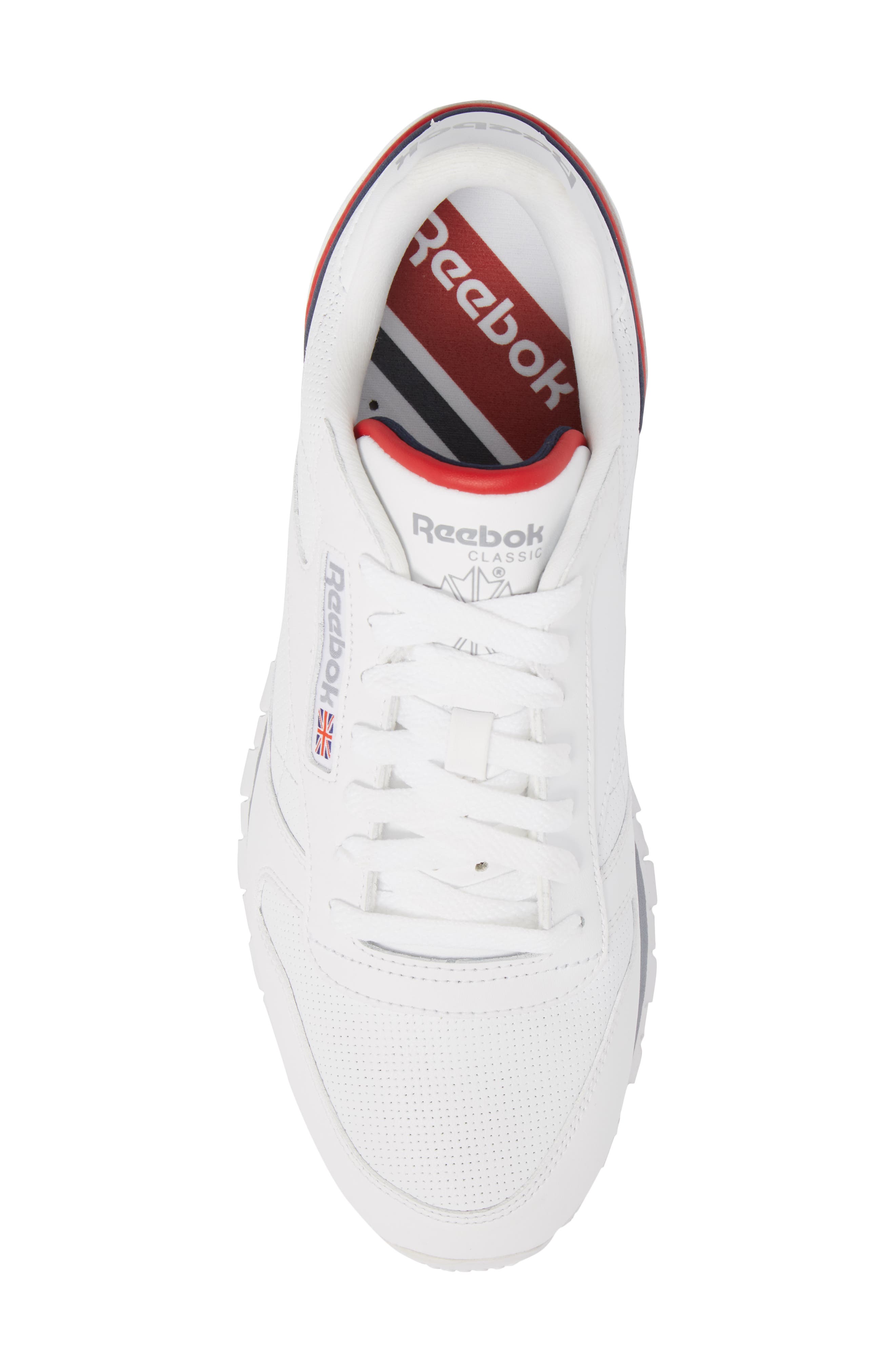 Classic Leather MU Sneaker, Alternate, color, WHITE/NAVY/RED