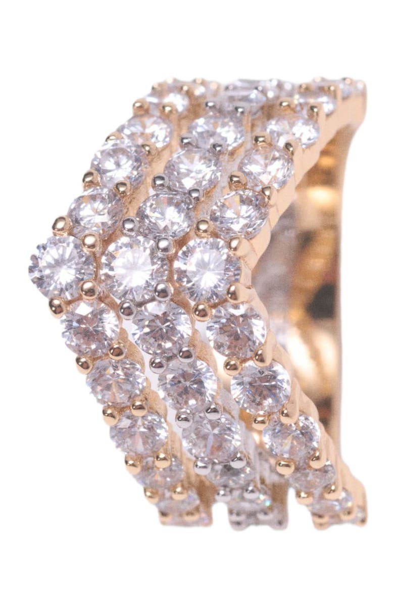 maje Two-tone rhinestone ring, Alternate, color, Gold Silver