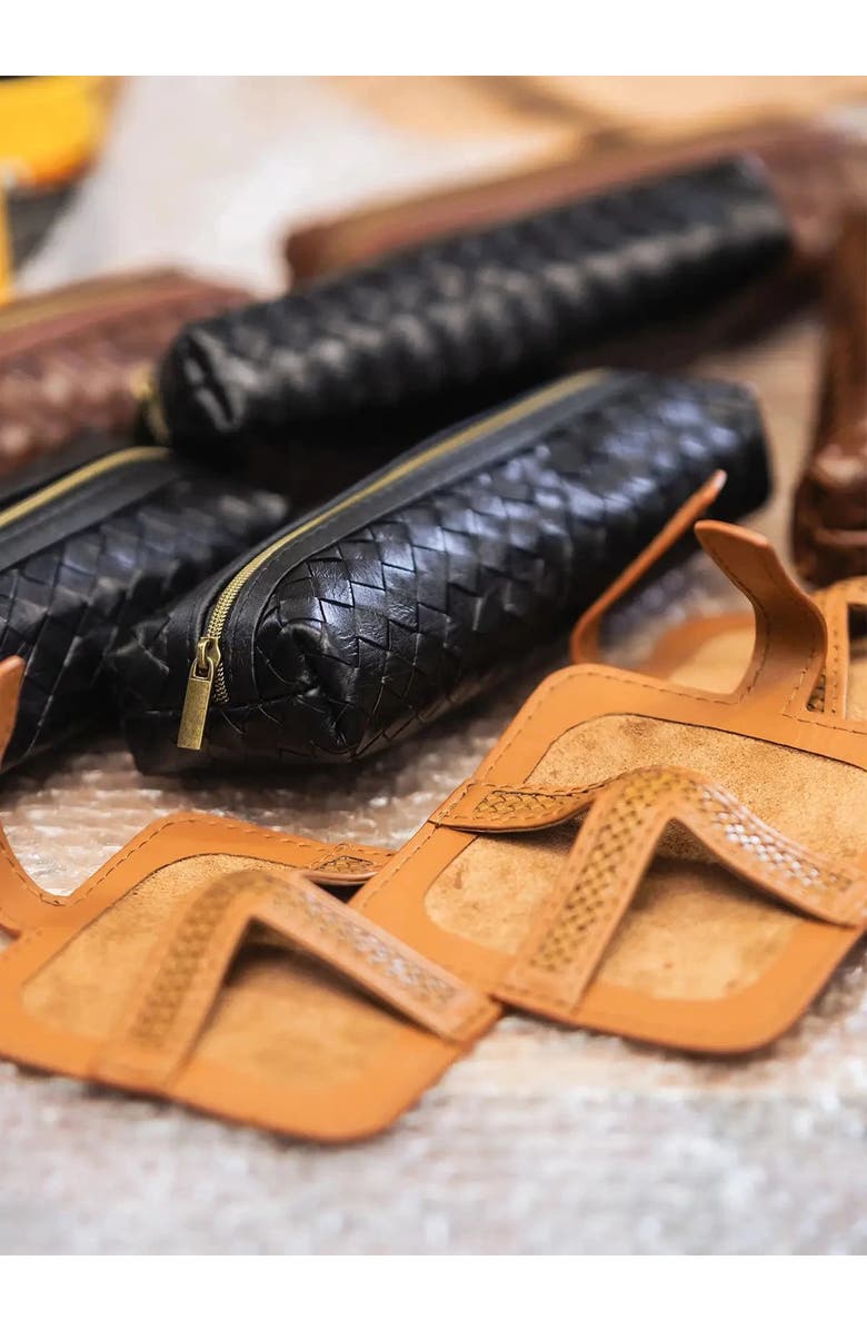 Deux Mains Woven Square Coasters, Alternate, color, Black