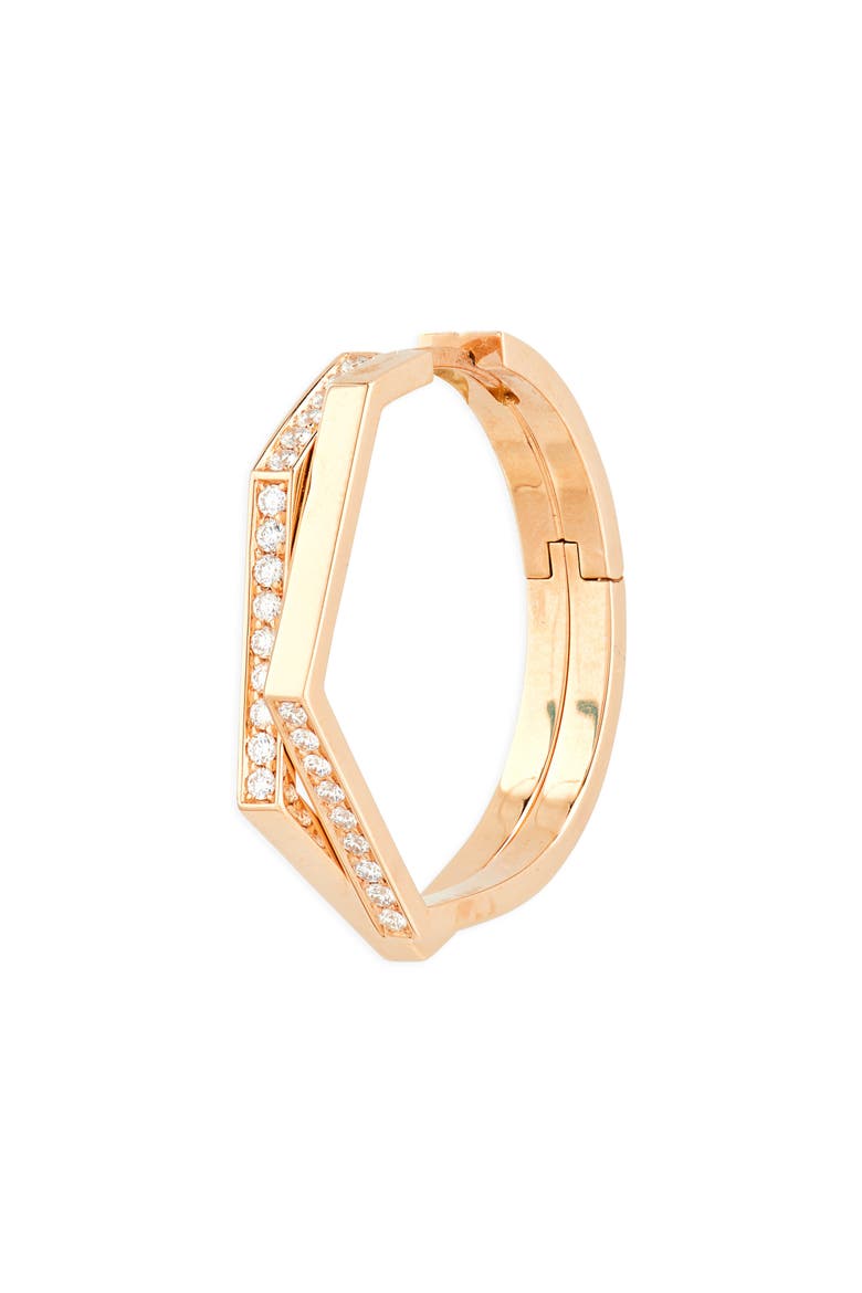 Antifer 2-Row Diamond Pavé Huggie Hoop Earring, Main, color, ROSE GOLD