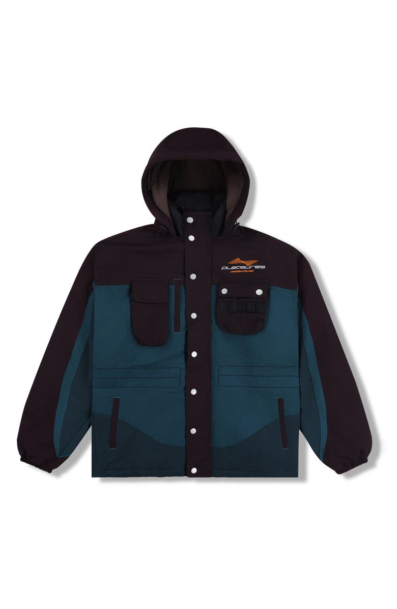 PLEASURES Revolution Oversize Colorblock Jacket with Removable Hood, Alternate, color, 