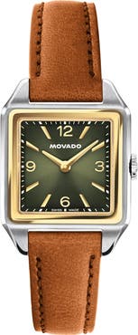 Movado Heritage 1917 Leather Strap Watch, 25mm x 34mm