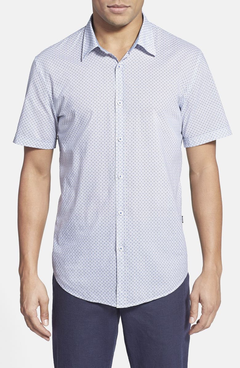 BOSS 'Marco' Regular Fit Medallion Print Short Sleeve Sport Shirt, Main, color,