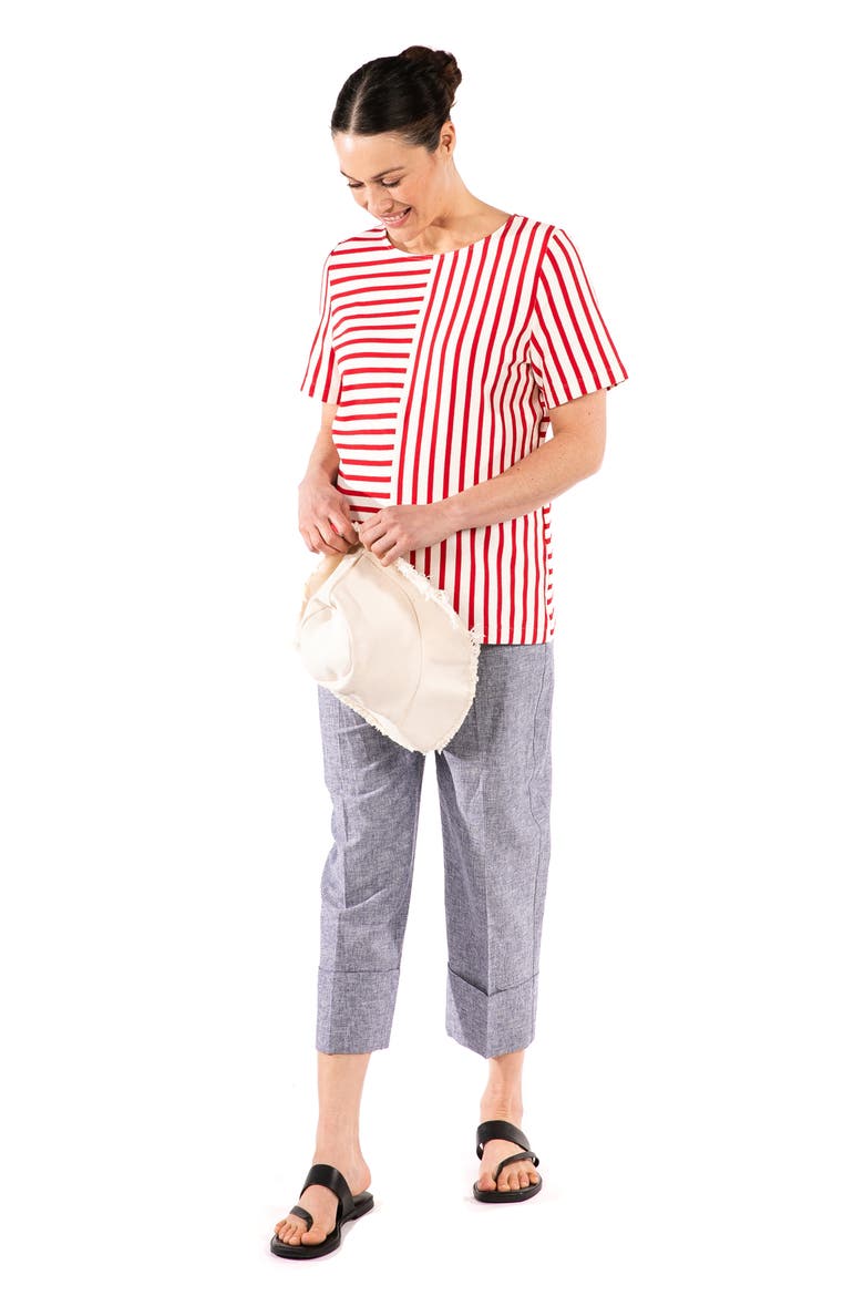 Ginger Stripe Maternity/Nursing Shirt, Alternate, color, RED/ CREAM STRIPES
