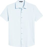 Robert Barakett Keyes Slim Fit Microprint Short Sleeve Knit Button-Up Shirt