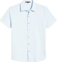 Robert Barakett Keyes Slim Fit Microprint Short Sleeve Knit Button-Up Shirt