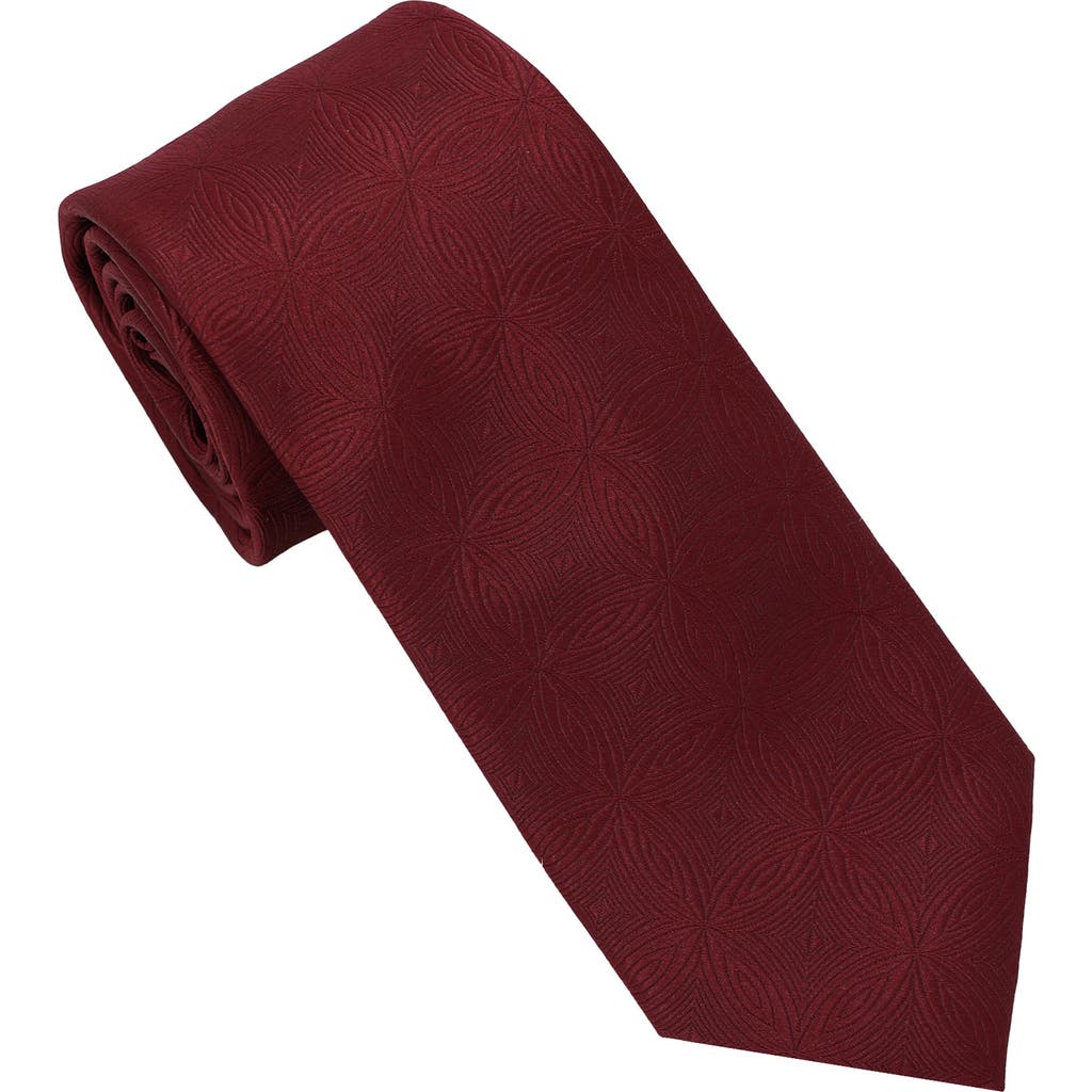 Karl Lagerfeld Paris Sunburst Jacquard Tie In Burgundy