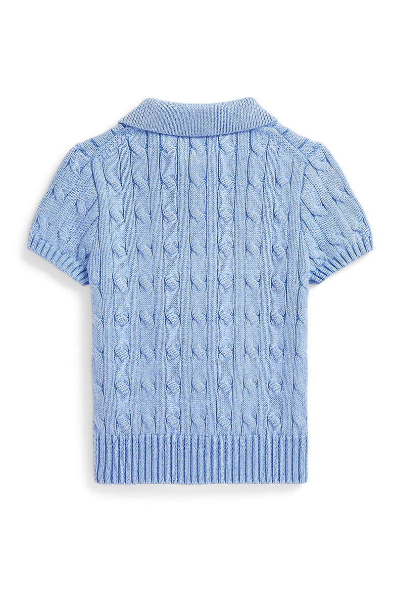 Kids' Cabled Cotton Polo Sweater, Alternate, color, BLUE HEATHER