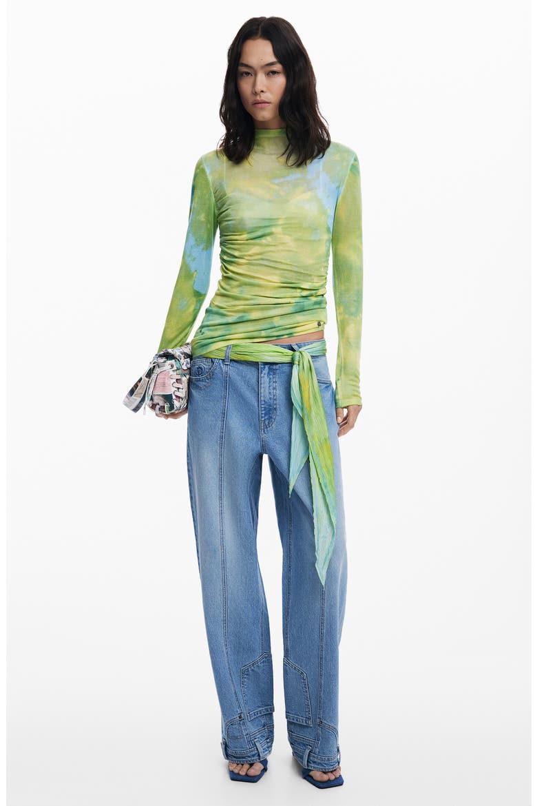 Mock Neck Sweater, Alternate, color, GREEN YELLOW