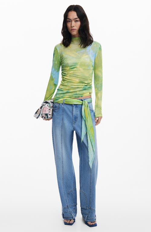 Desigual Mock Neck Sweater In Yellow