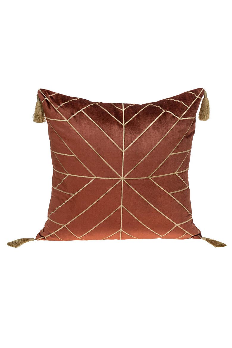 Zella Velvet Throw Pillow, Main, color, BURNT ORANGE