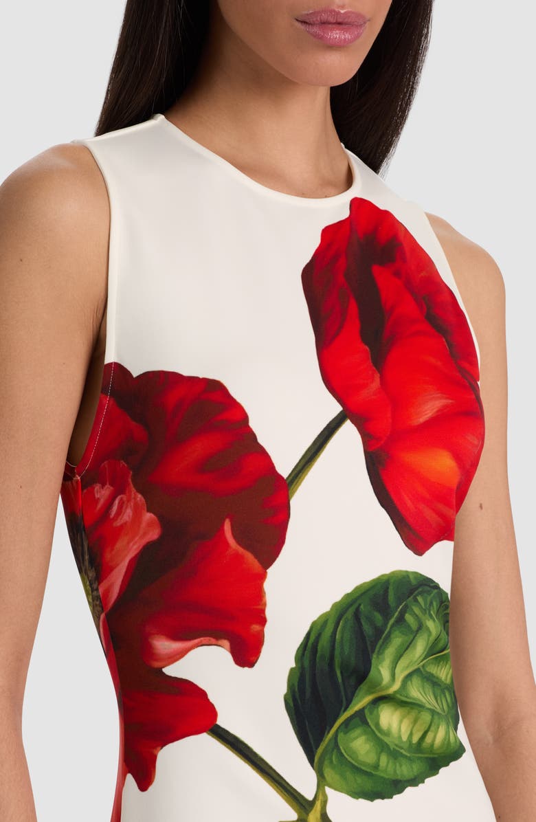 Alice + Olivia Wynell Floral Scuba Knit Minidress, Alternate, color, Summer Poppy