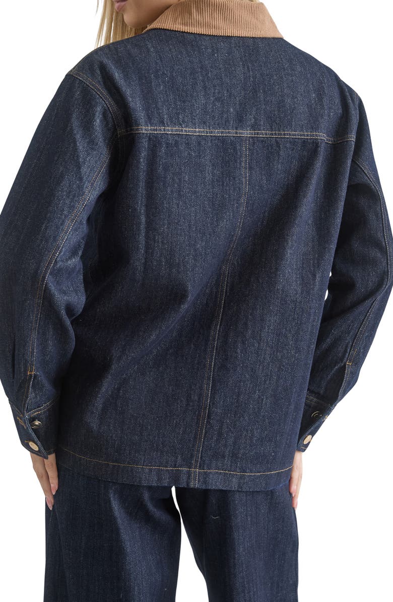 Blu Pepper Oversize Corduroy Collar Denim Shirt Jacket, Alternate, color, Denim