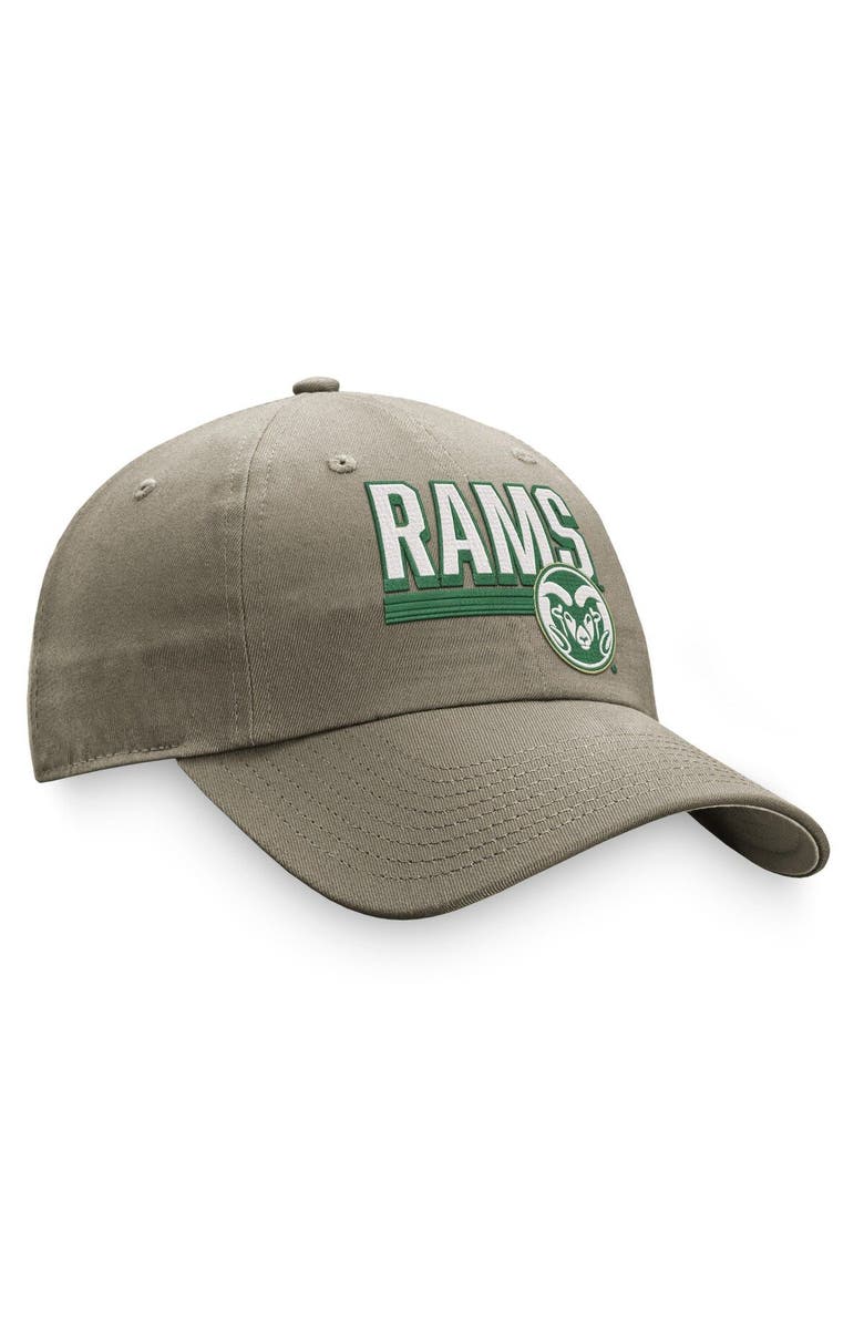 TOP OF THE WORLD Men's Top of the World Khaki Colorado State Rams Slice Adjustable Hat, Alternate, color, 