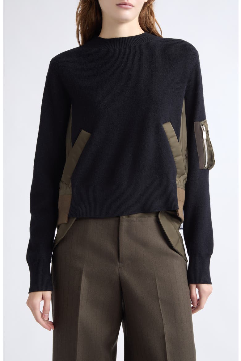 Mixed Media Sweater (Nordstrom Exclusive), Main, color, DARK KHAKI