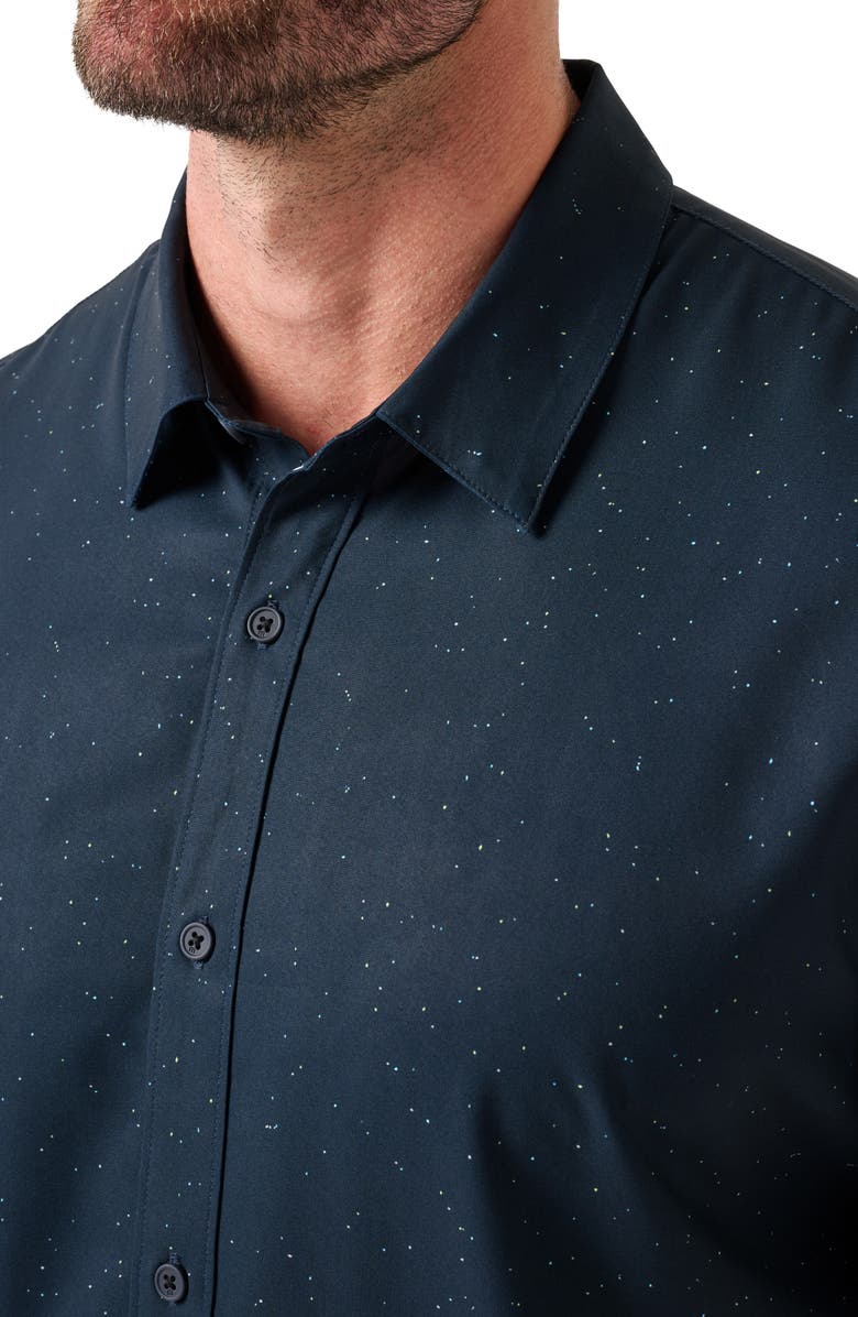 TravisMathew Techwoven Chartered Short Sleeve Performance Button-Up Shirt, Alternate, color, Total Eclipse