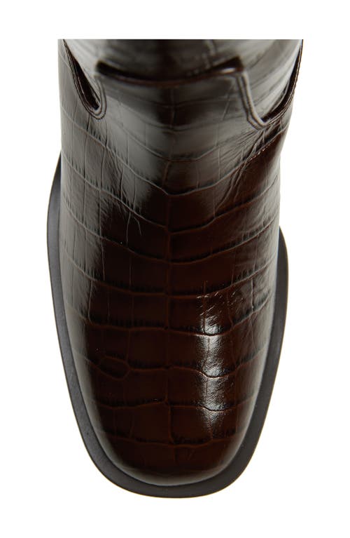 Stuart Weitzman Celia Riding Boot Knee-high In Walnut Dress Croc