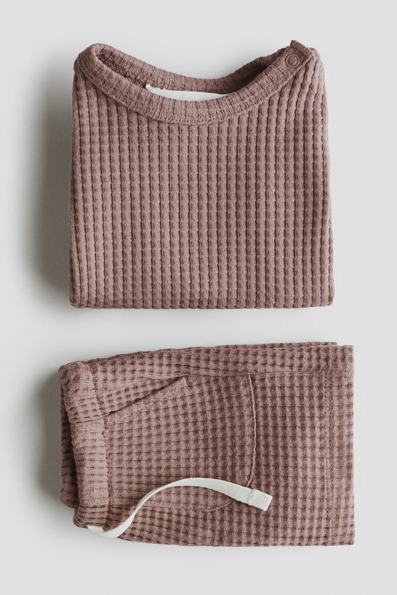 2-piece Waffled Cotton Set, Alternate, color, Brown