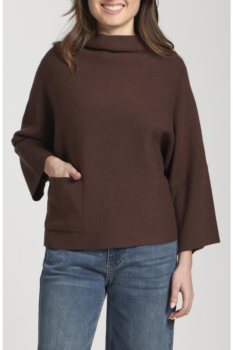 Funnel Neck Patch Pocket Sweater, Main, color, CHOCOLATE BROWN