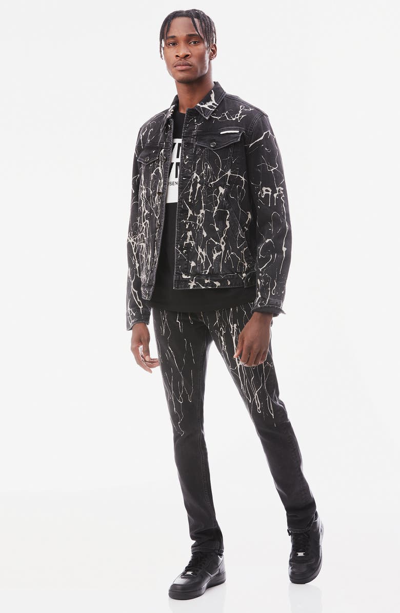 HVMAN MK2 Paint Splatter Denim Jacket, Alternate, color, Black Opium